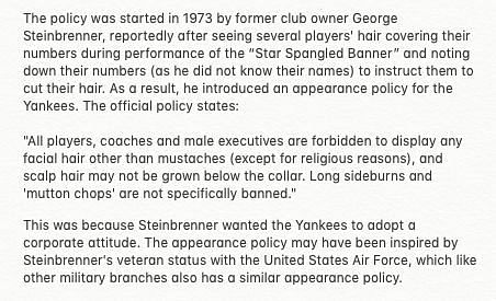 New York Yankees appearance policy - Wikipedia