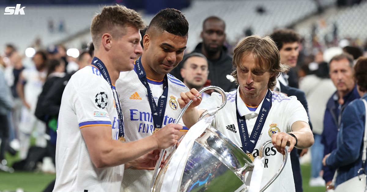Casemiro with Toni Kroos and Luka Modric during him time at Real Madrid.