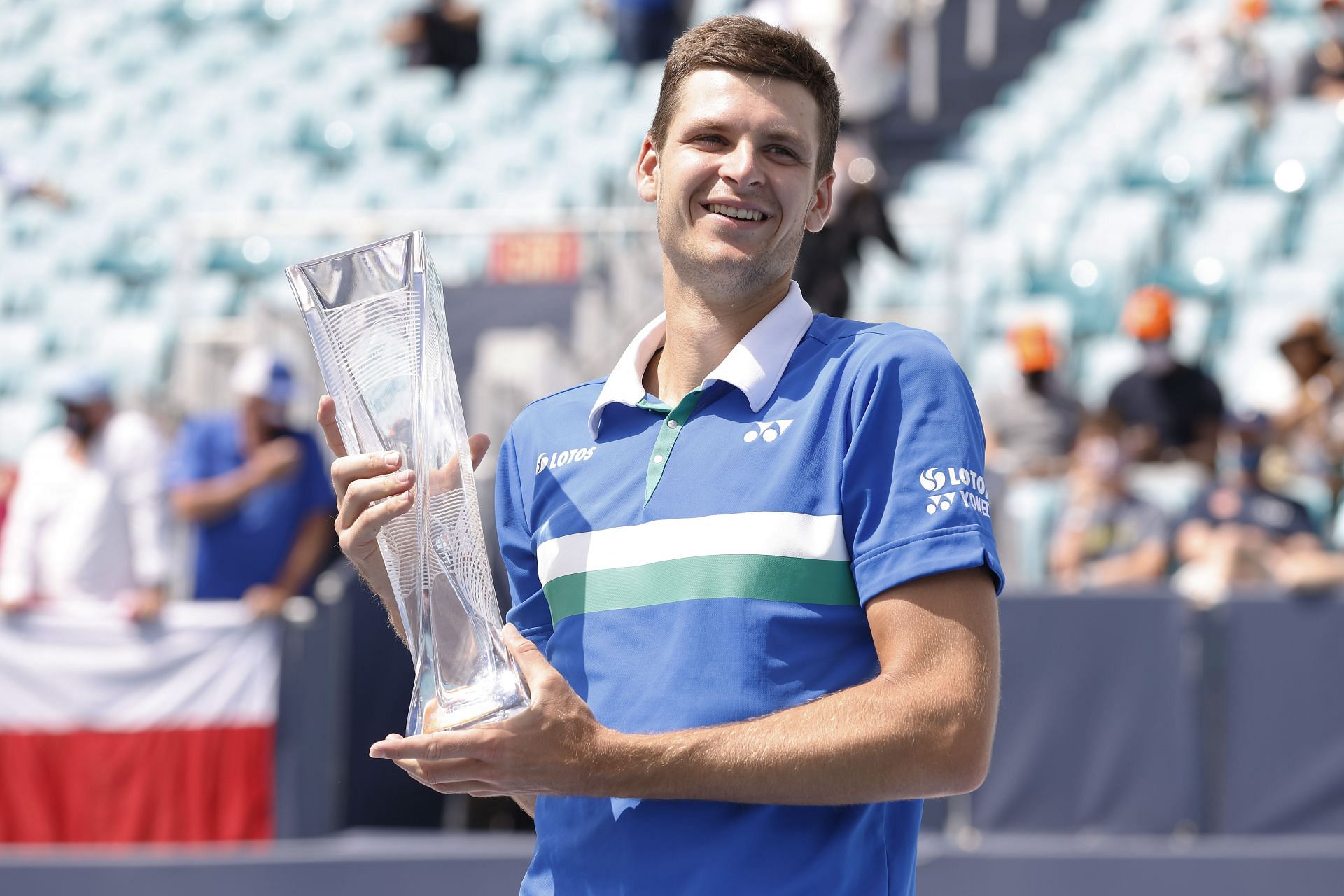 Hubert Hurkacz after winning the 2021 Miami Open.