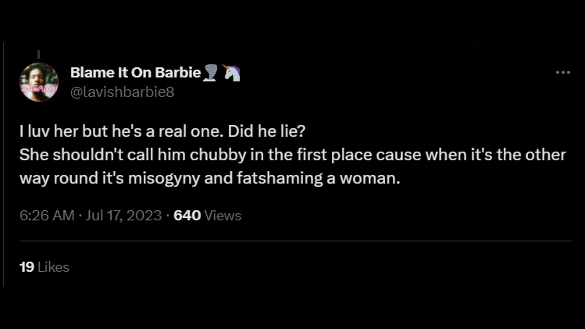 A netizen feels that Bebe&#039;s boyfriend wasn&#039;t lying. (Image via Twitter/Blame It On Barbie)