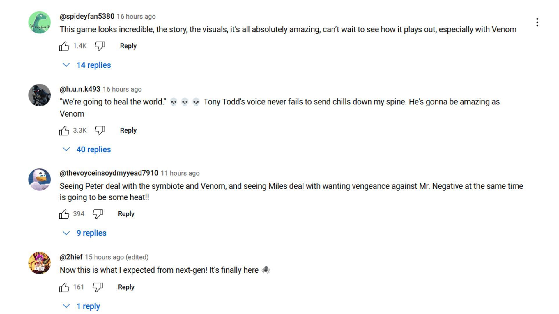 Positive comments on YouTube (Image via YouTube/ Marvel Entertainment)