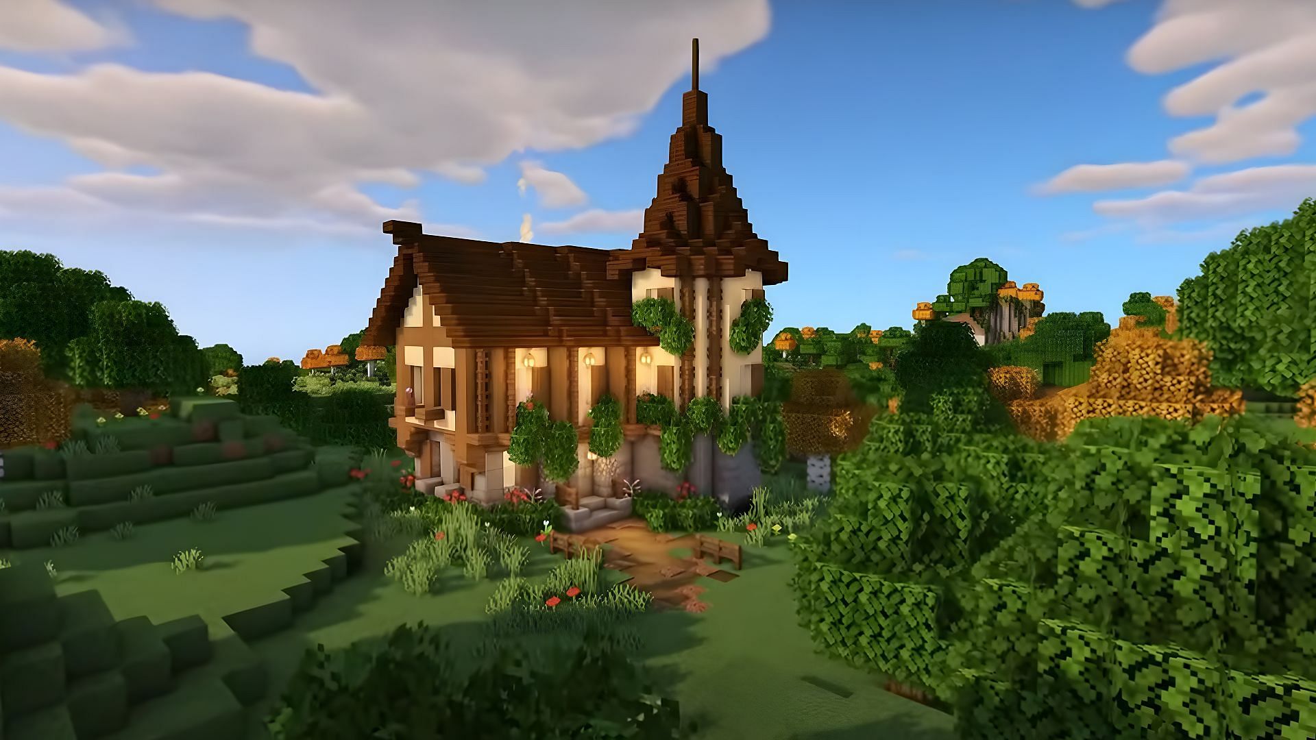 Medieval-styled Minecraft homes remain resoundingly popular in 2023 (Image via BlueNerd/YouTube)