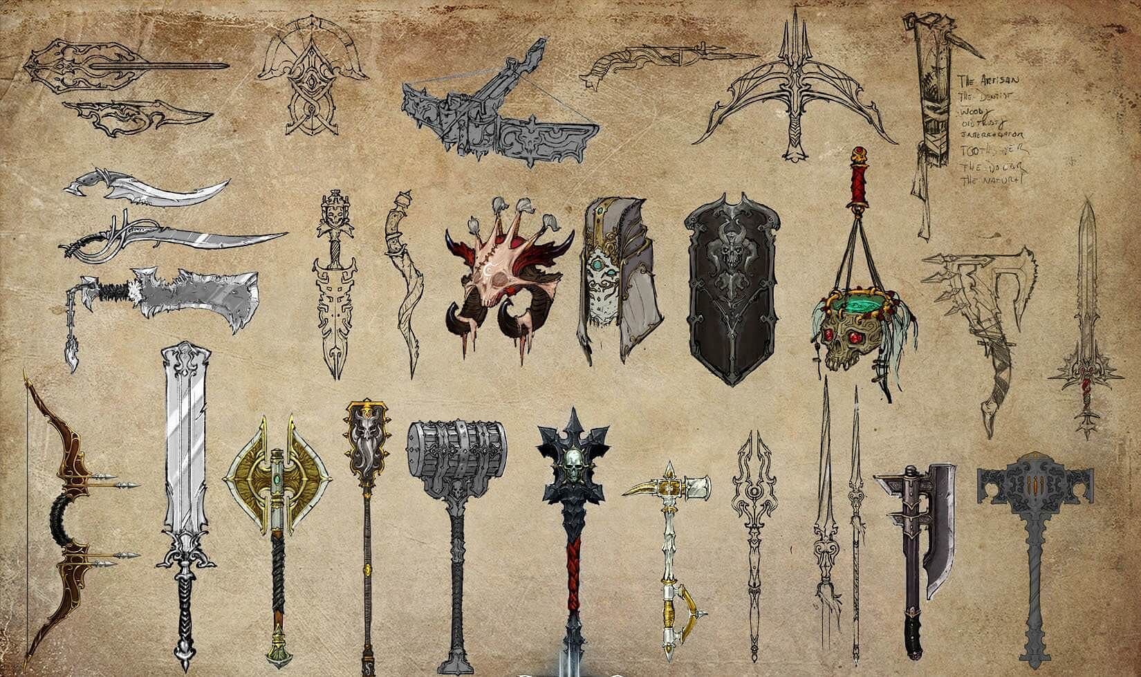 The many weapons in Diablo 4 (Image via Blizzard)
