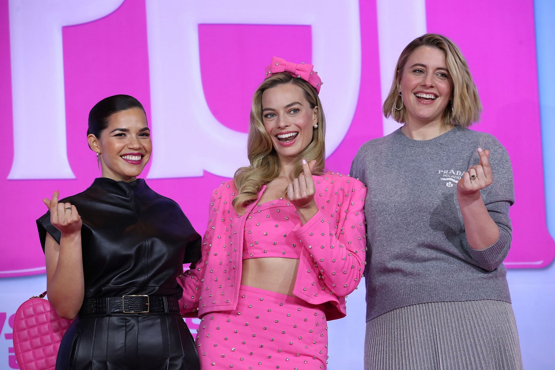 Greta Gerwig, Margot Robbie and Issa Rae during a promotional event (Image via WireImage)