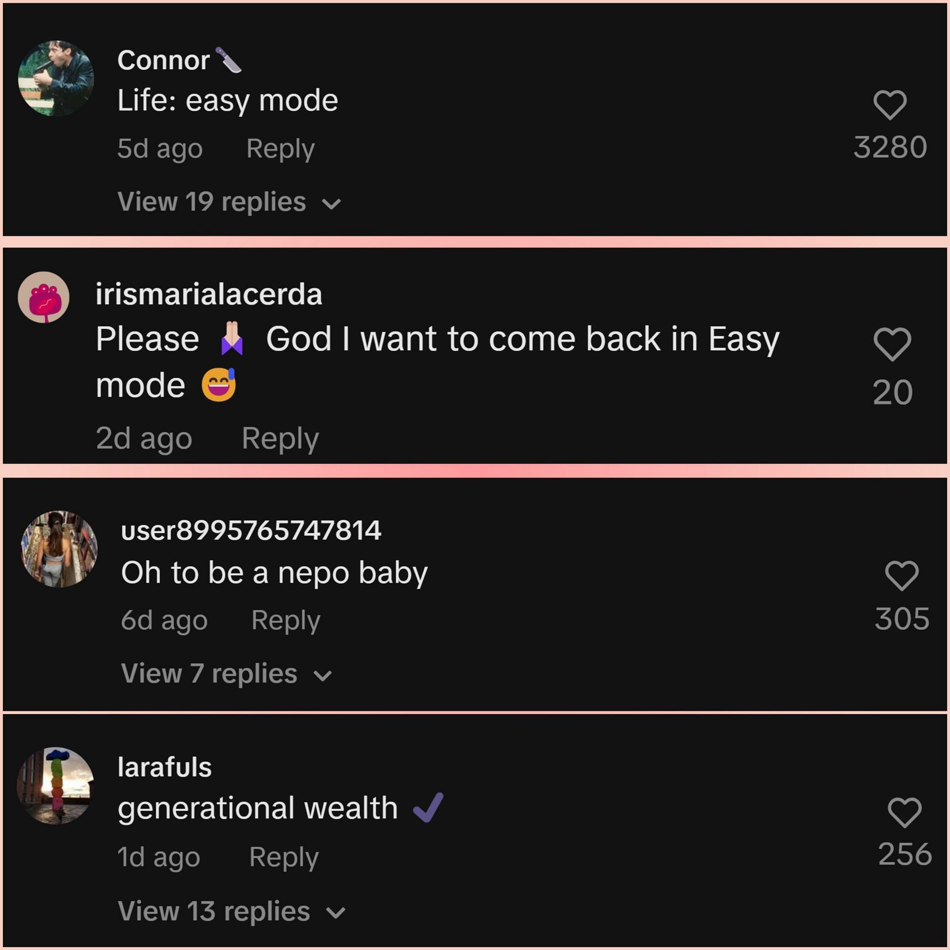 Some of the comments under her (July 6) TikTok