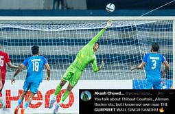 "Is it a bird?" - Fans in awe after Gurpreet Singh Sandhu's acrobatic save keeps India's clean sheet intact at halftime vs Lebanon | SAFF Championship
