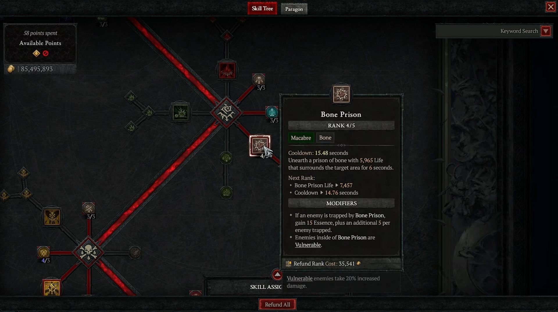 This skill triggers a prison made of bones (Image via Diablo 4)