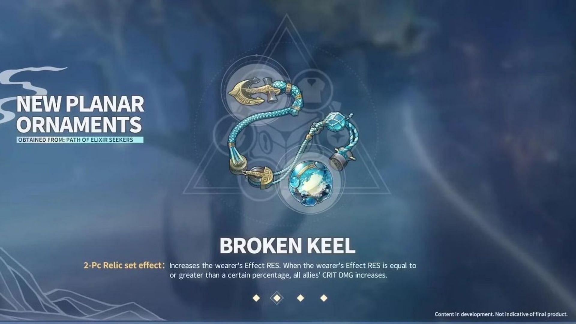 Broken Keel Planar Ornament and it&#039;s set effect (Image via HoYoverse)