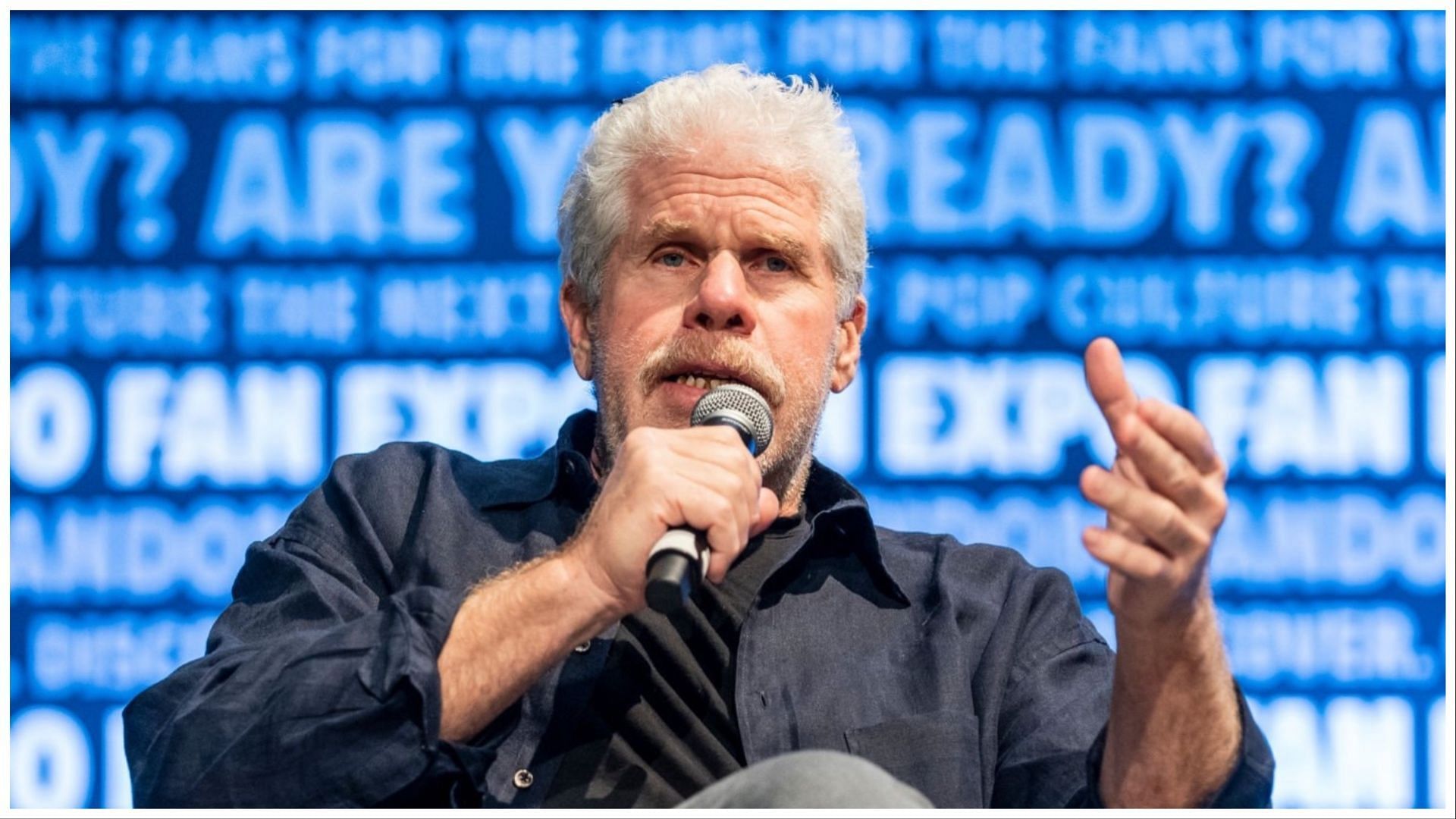 Ron Perlman speaking at FAN EXPO 2022 in New Orleans, Louisiana. (Images via Erika Goldring/Getty Images)