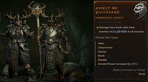 Aspect of Quicksand Diablo 4: How to get, effects, and more