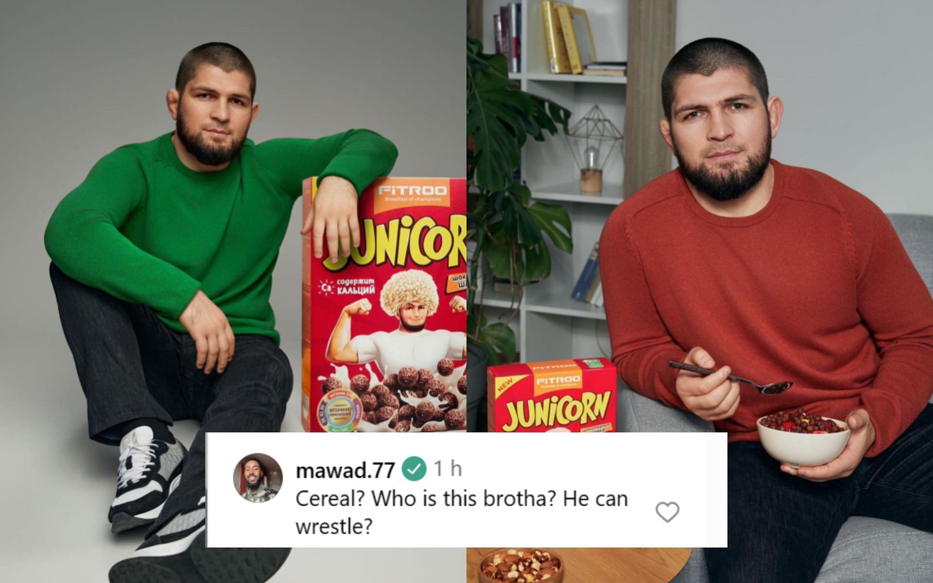 Khabib Nurmagomedov promoting his new cereal (Image credits @khabib_nurmagomedov on Instagram)