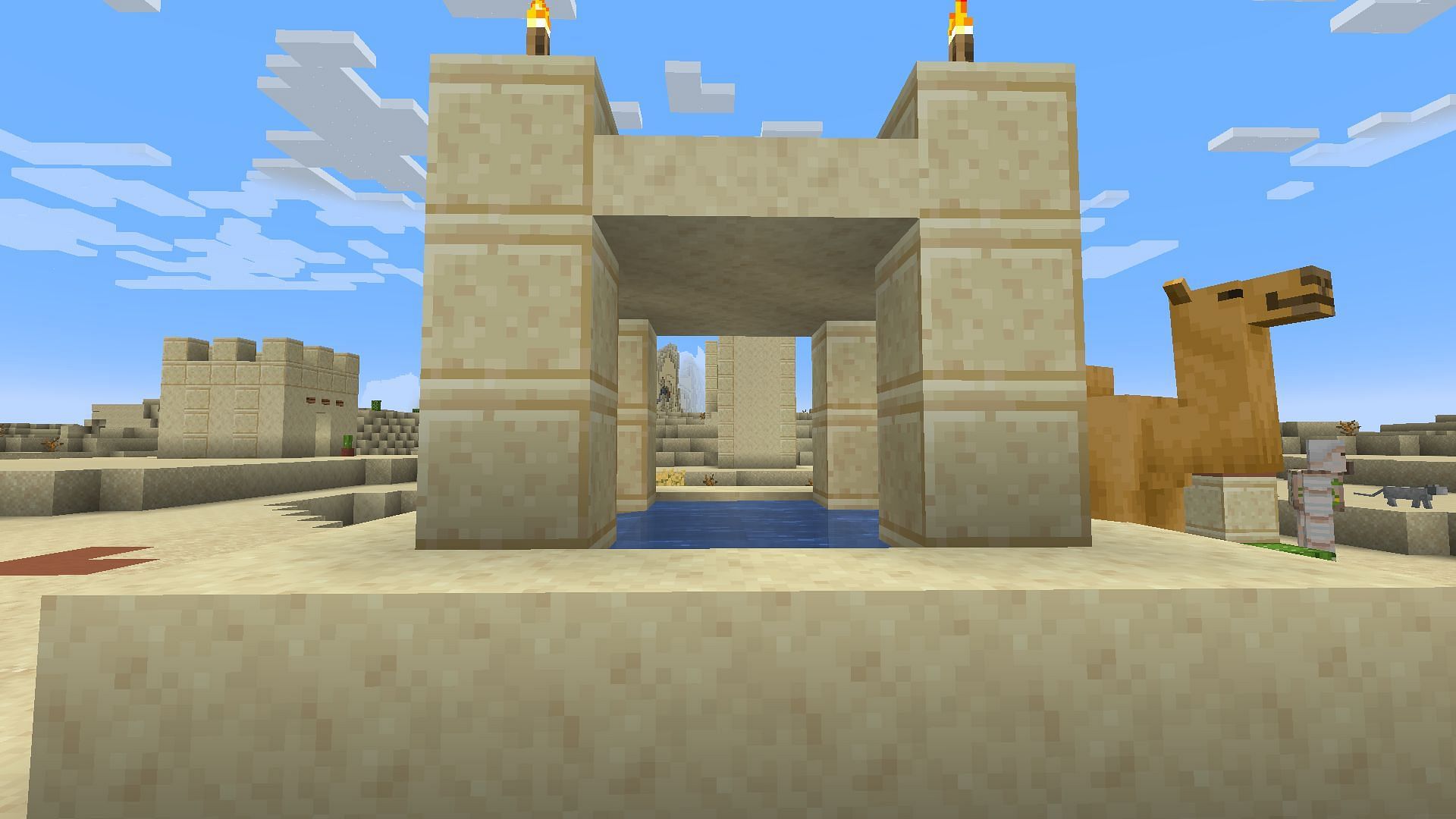Колодцы, заполненные подозрительным песком, и заброшенные шахтные стволы изобилуют в этом сиде Minecraft (Изображение взято с Mojang)