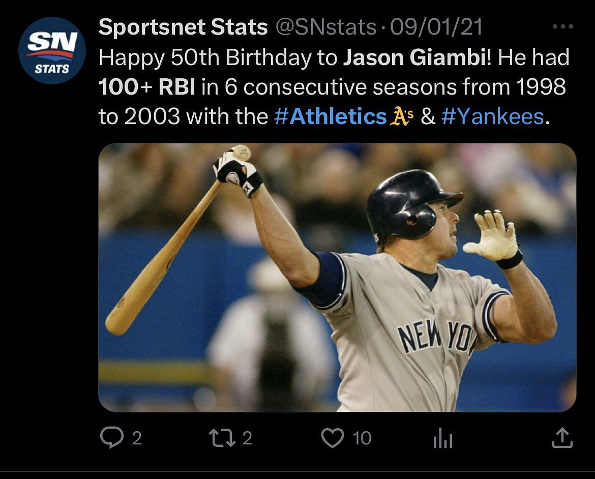 Sportsnet Stats on X: Happy 50th Birthday to Jason Giambi! He had