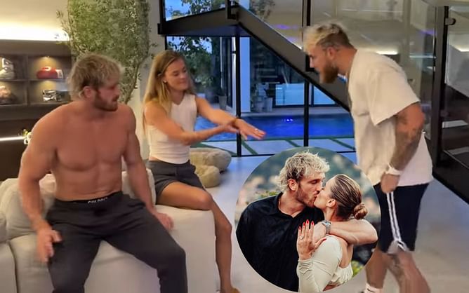 Jake Paul crashes Logan and Nina Agdal's place for a sneaky post-engagement prank - "Did you get me a glass ring?"