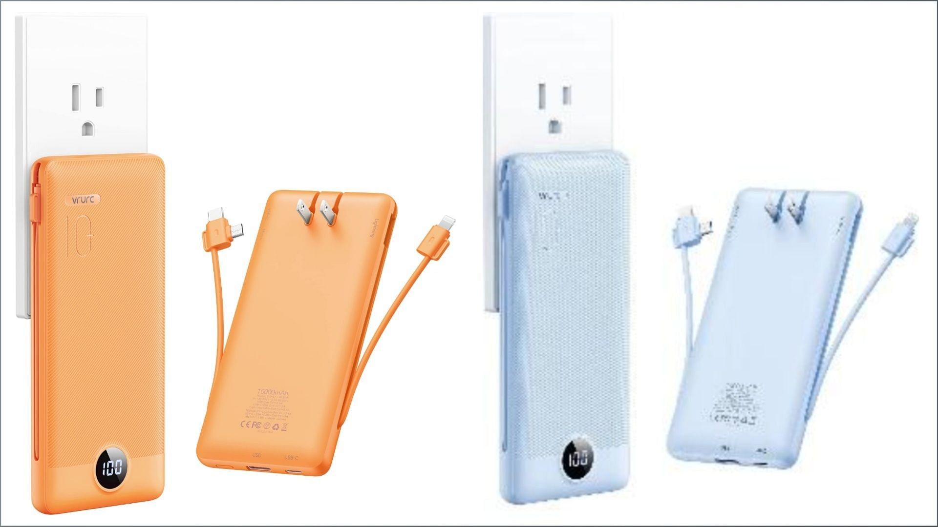 The recalled orange and blue VRURC power banks sold by Shenzhen ChuangliJiacheng Technology on Amazon have been linked with one fire accident on a commercial flight (Image via CPSC)