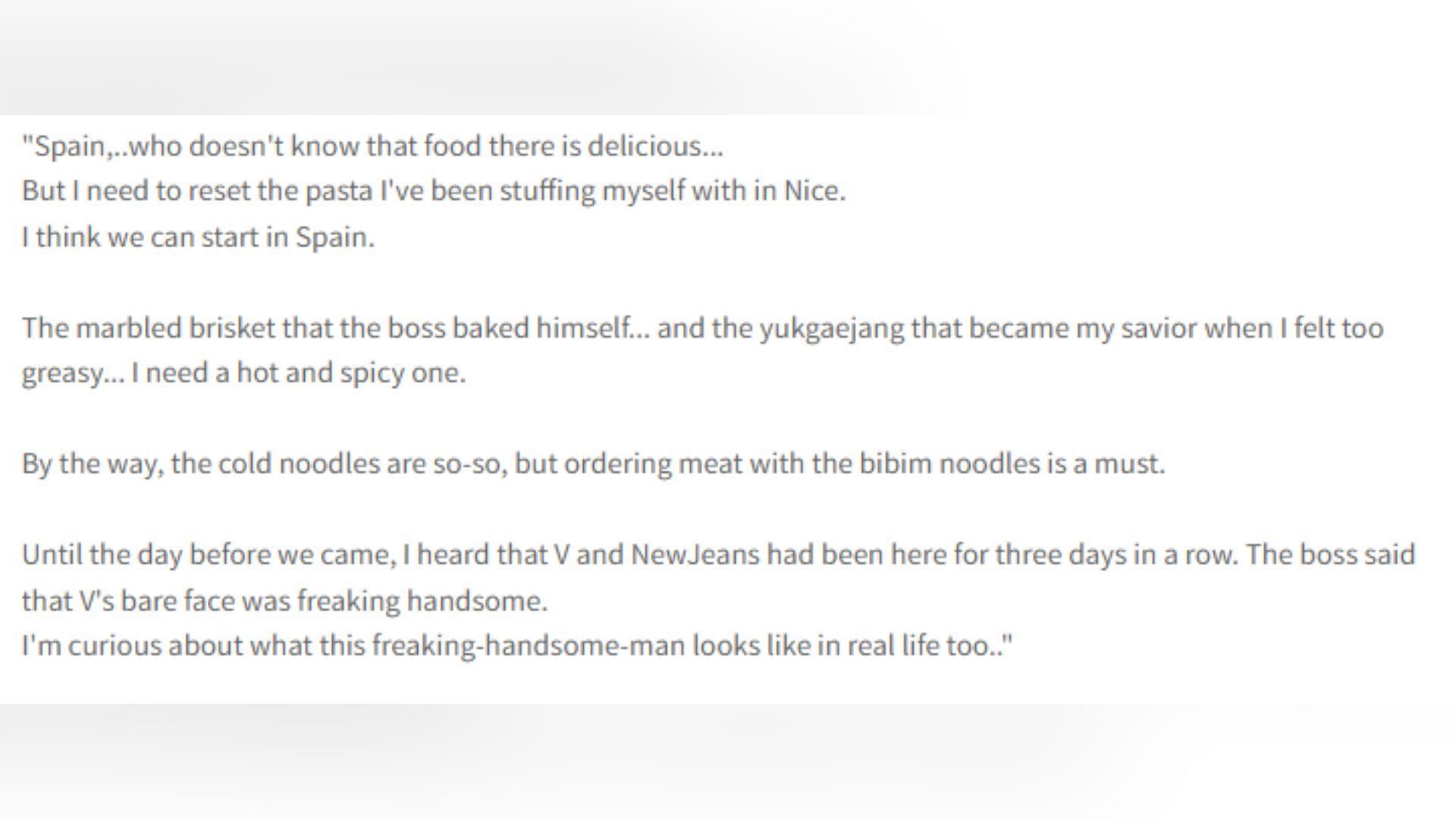 English translation of the restaurant blog section (Image via pannchoa)