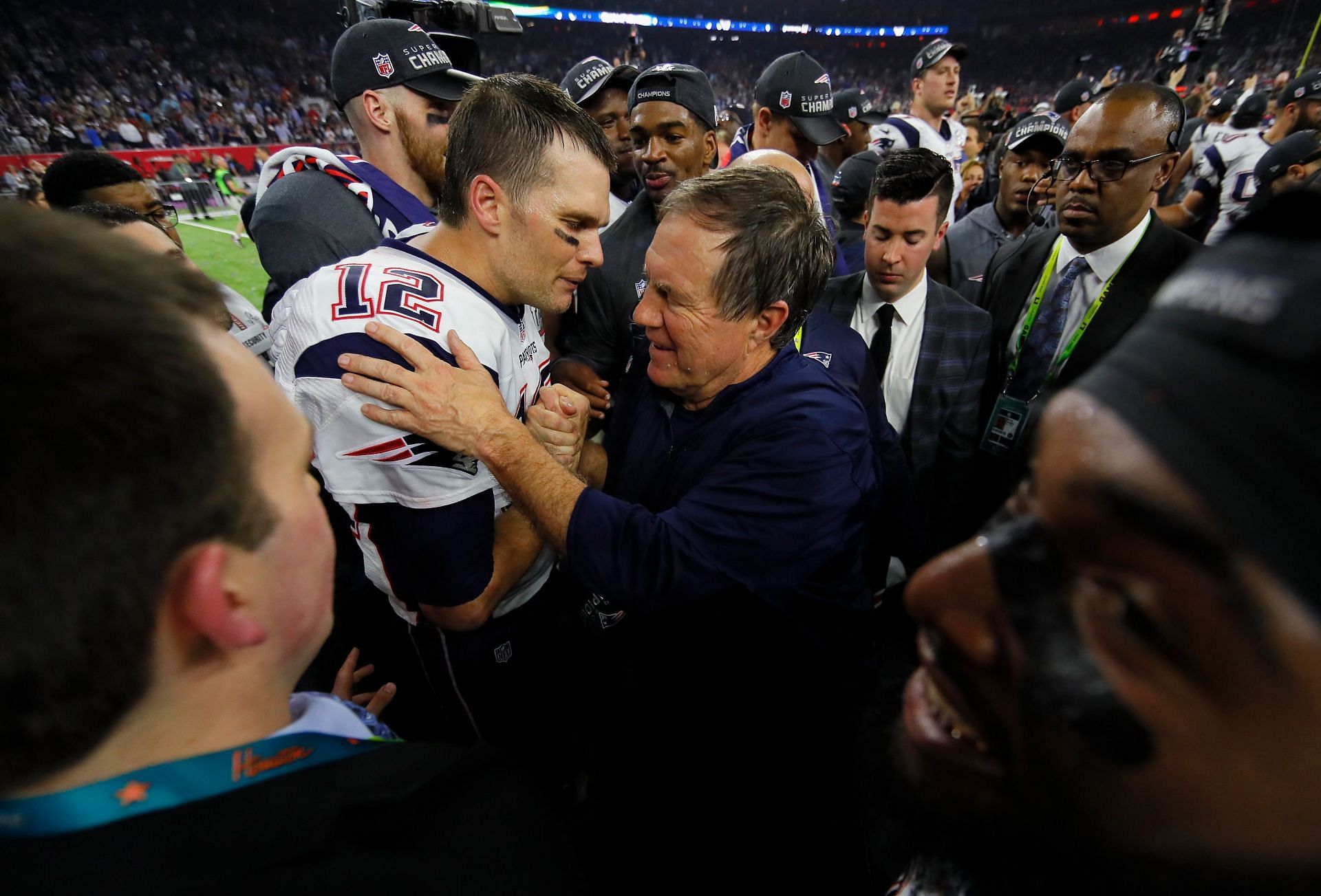 Brady and Belichick after winning Super Bowl 51