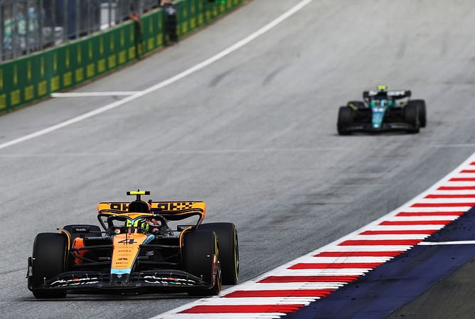 Why did Lando Norris feel that he would have incurred a track limits penalty if Fernando Alonso was pressuring him in the race?