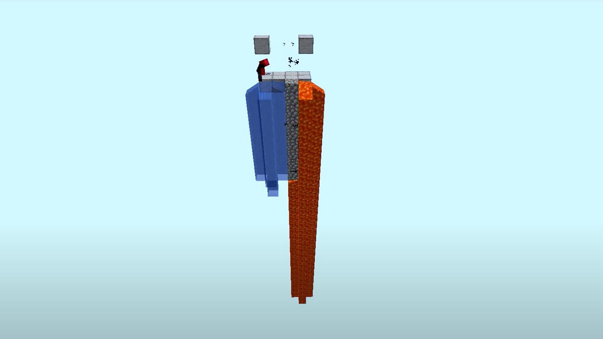 Making a cobblestone column in Minecraft (Image via Mojang Studios)