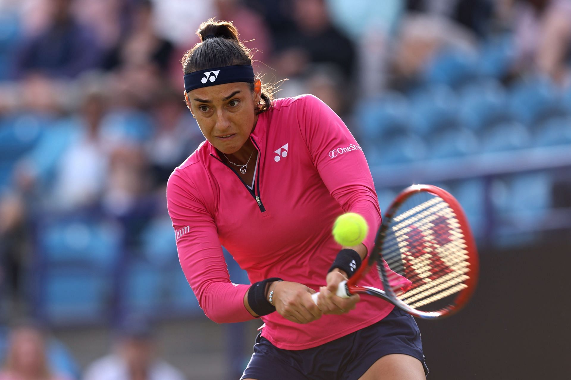 Garcia strikes the ball at the Rothesay International Eastbourne