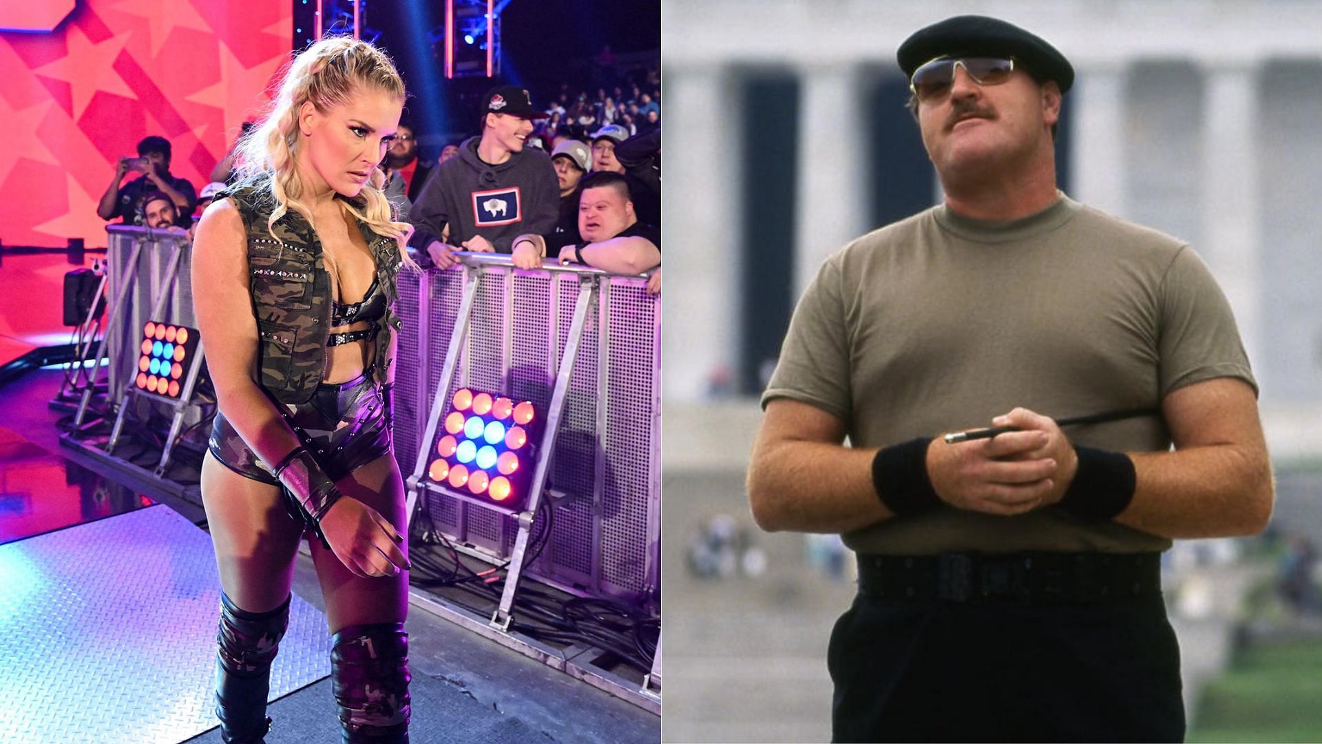 Lacey Evans (left); Sgt. Slaughter (right)