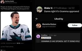 "Gramma D has spoken": Fans rally for Erik Karlsson to Pens as Kyle Dubas' grandma likes post on Twitter