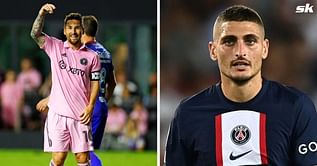 PSG superstar Marco Verratti reacts as Lionel Messi scores stunning free-kick goal to help Inter Miami win on debut