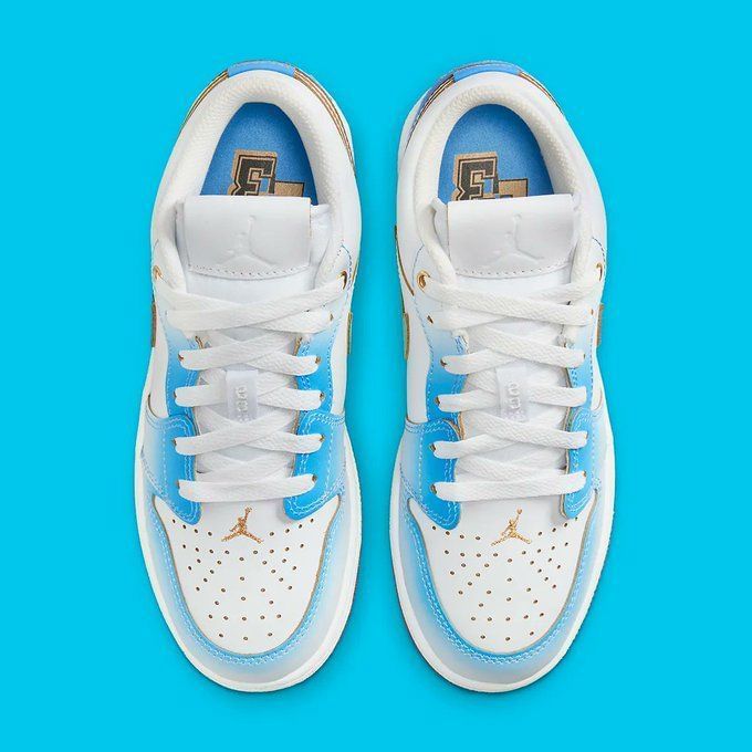 low top jordan 1s blue and white