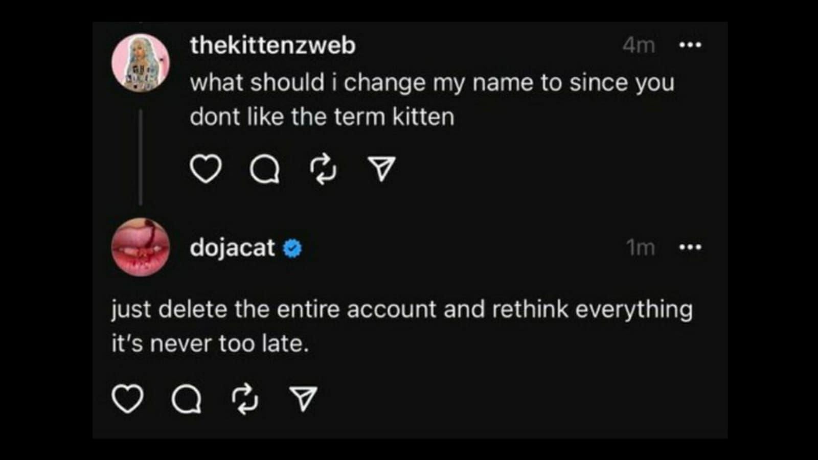 Doja Cat&#039;s post on Threads (Image via Twitter/@EvaDoosh)