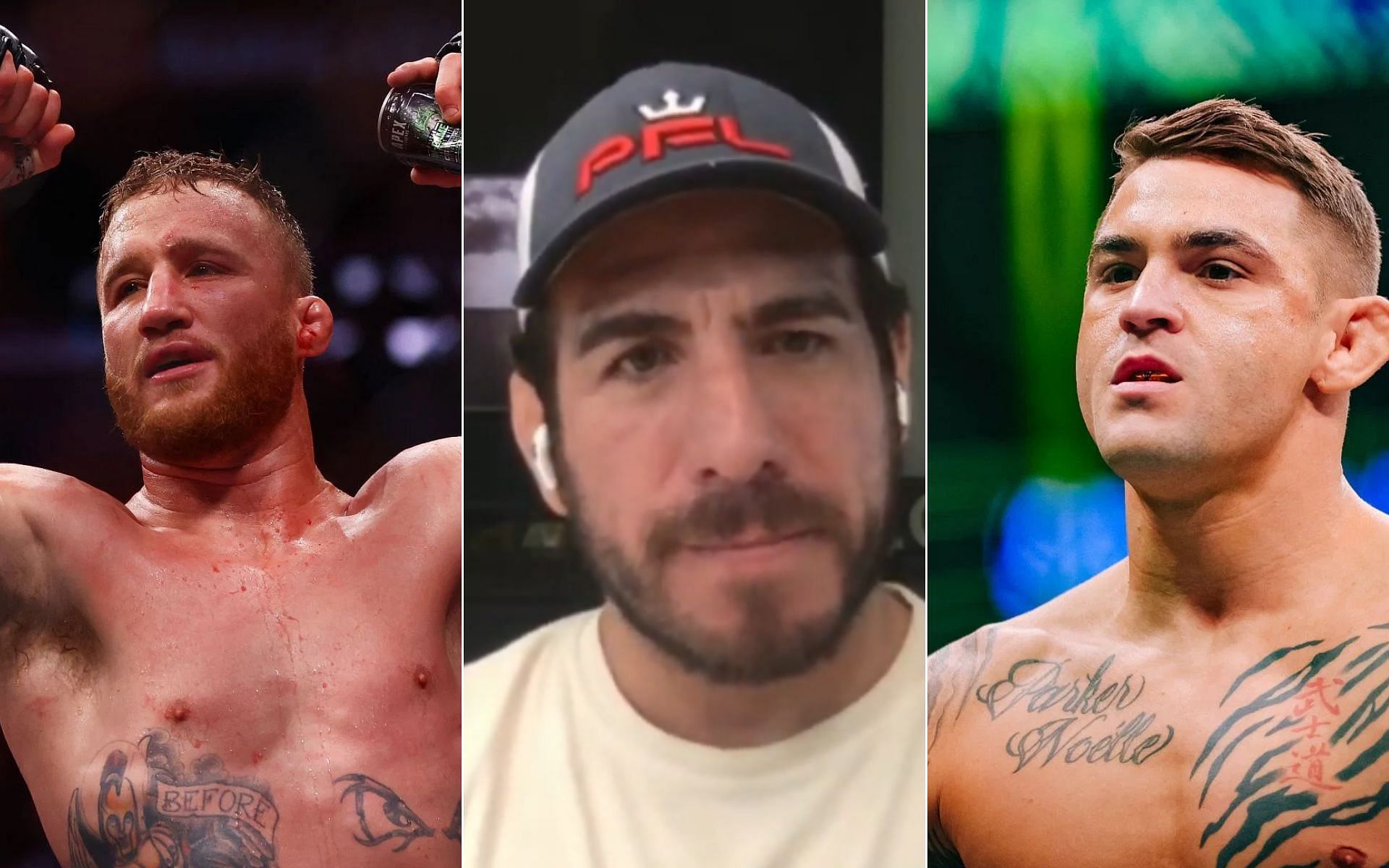 Justin Gaethje [Left], Kenny Florian [Middle], and Dustin Poirier [Right] [Photo credit: Sportskeeda MMA Originals - YouTube]