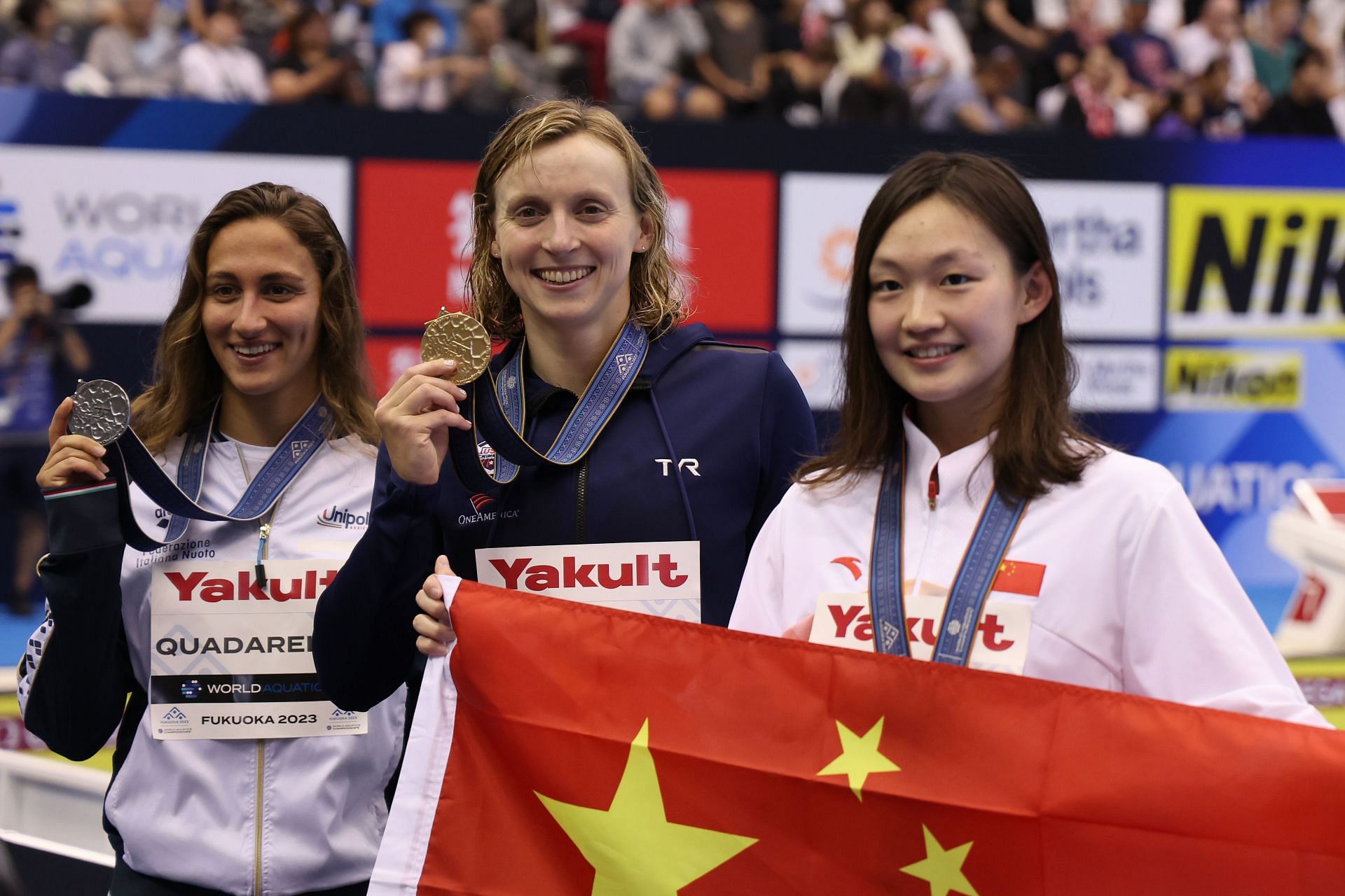 Katie Ledecky, Simona Quadarella, and Li Bingjie at Fukuoka 2023 World Aquatics Championships
