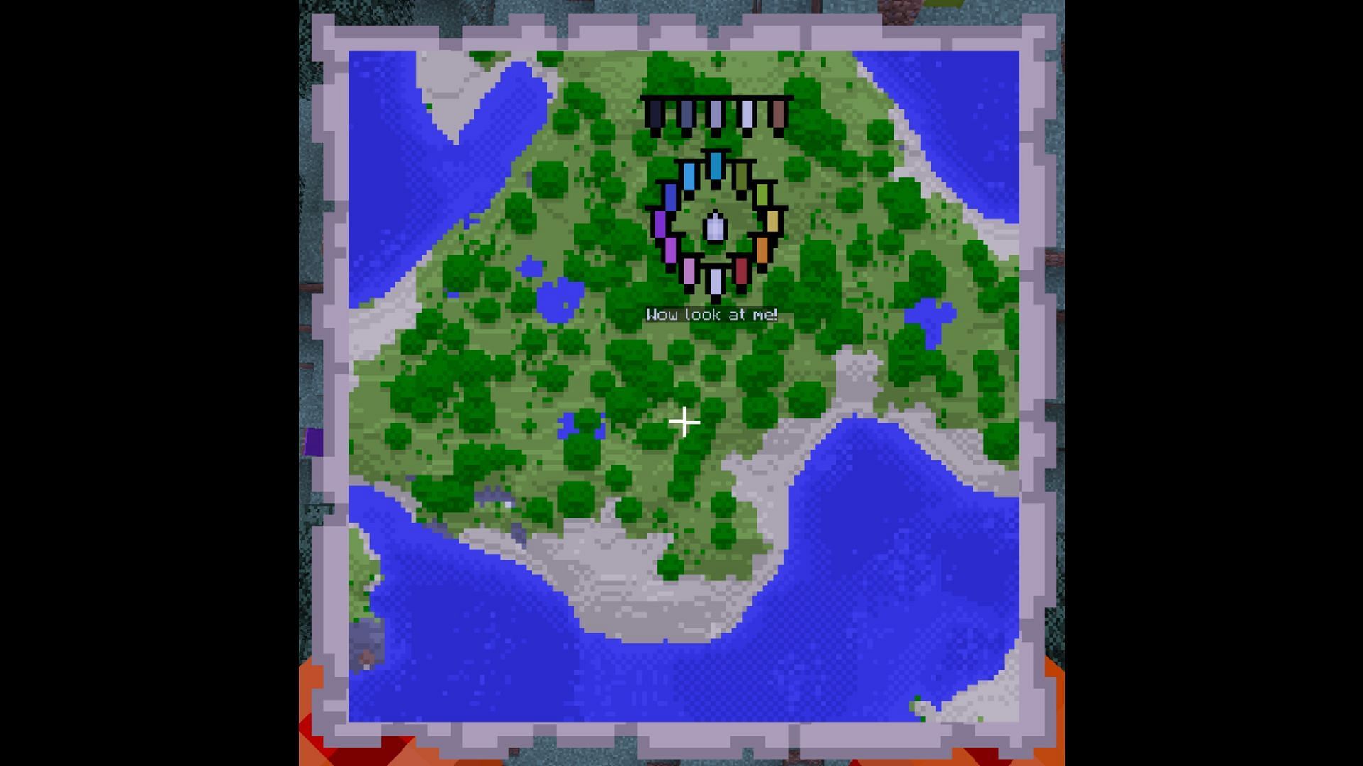 Banners or framed maps can be used to place markers on a live locator map in Minecraft (Image via Sportskeeda)