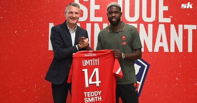 Ex-Barcelona star Samuel Umtiti’s unveiling press conference at Lille hilariously interrupted by dog