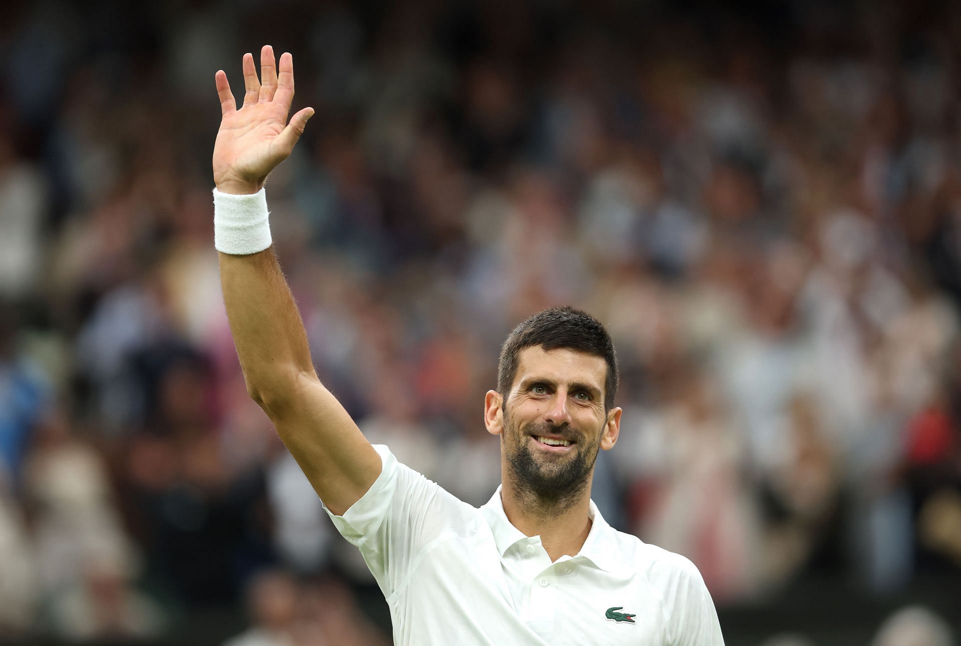 Novak Djokovic celebrates victory following the Men&rsquo;s Singles Semi Finals against Jannik Sinner.