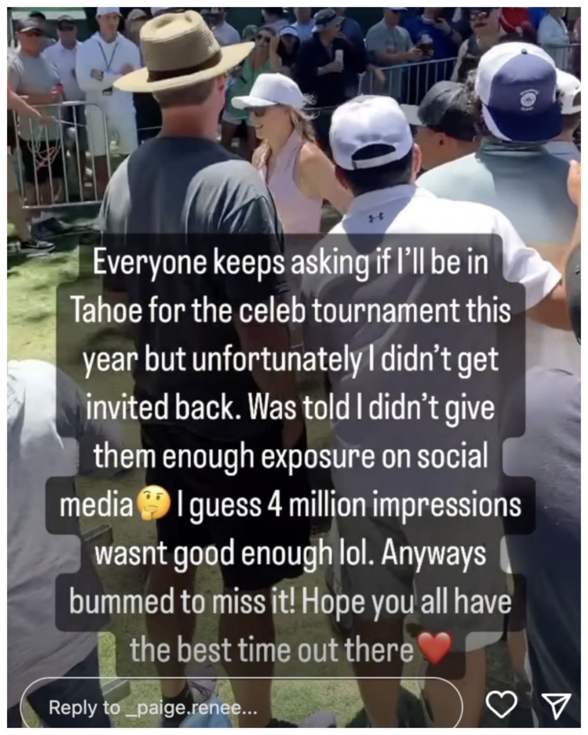 Paige Spiranac&#039;s Instagram story (Image via Instagram.com/_paige.renee)