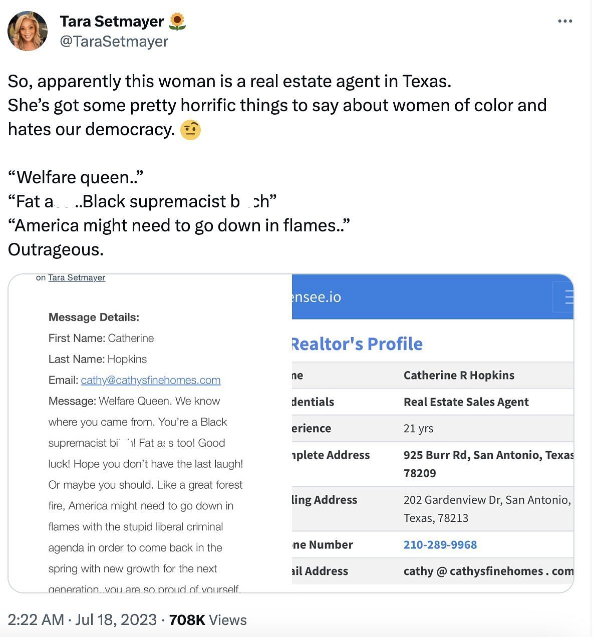 Social media users were left outraged after many discovered the racist email sent out by the real estate agent. (Image via Twitter)