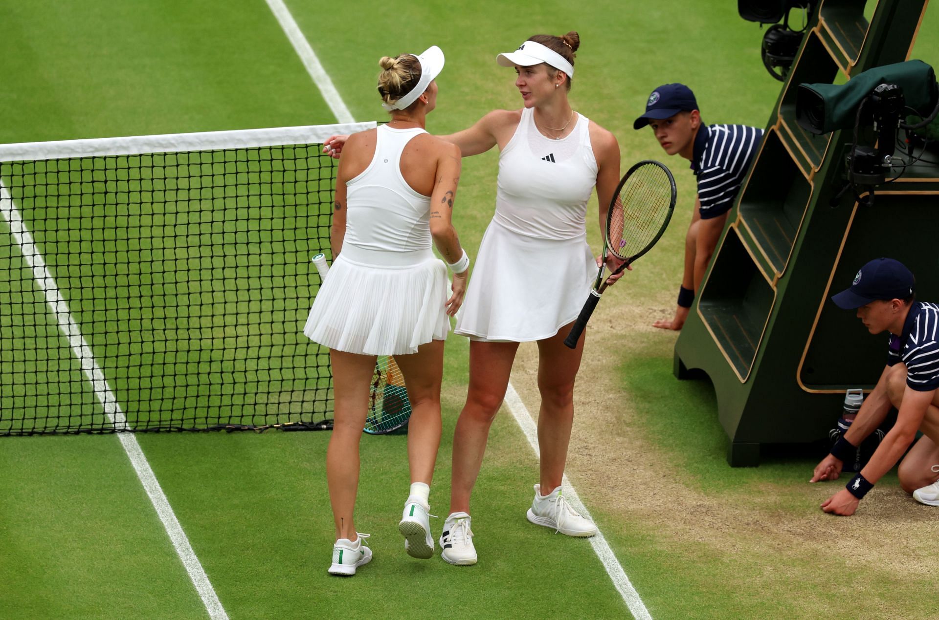 Elina Svitolina and Mark&eacute;ta Vondrou&scaron;ov&aacute; in Wimbledon 2023