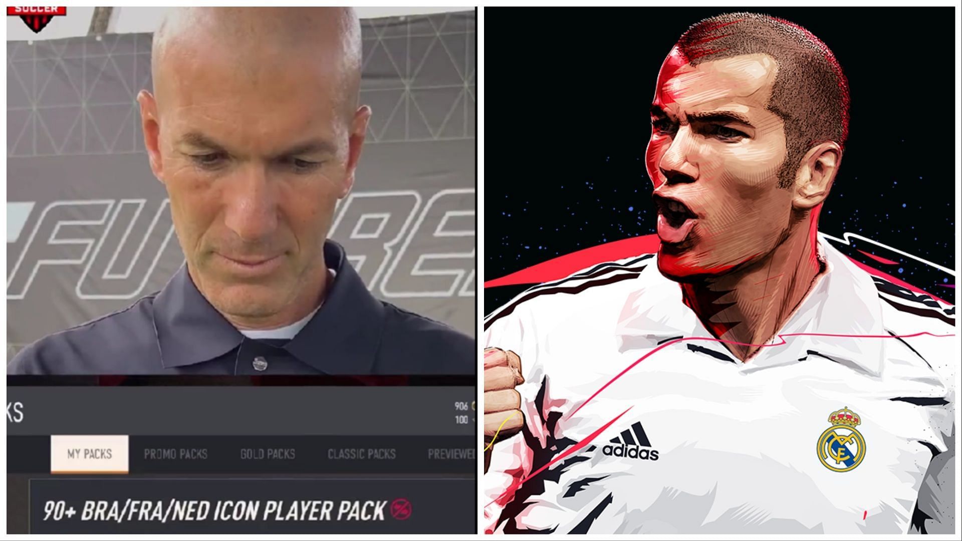Zidane had some amazing luck in FIFA 23 (Images via Sports Illustrated Soccer and EA Sports)
