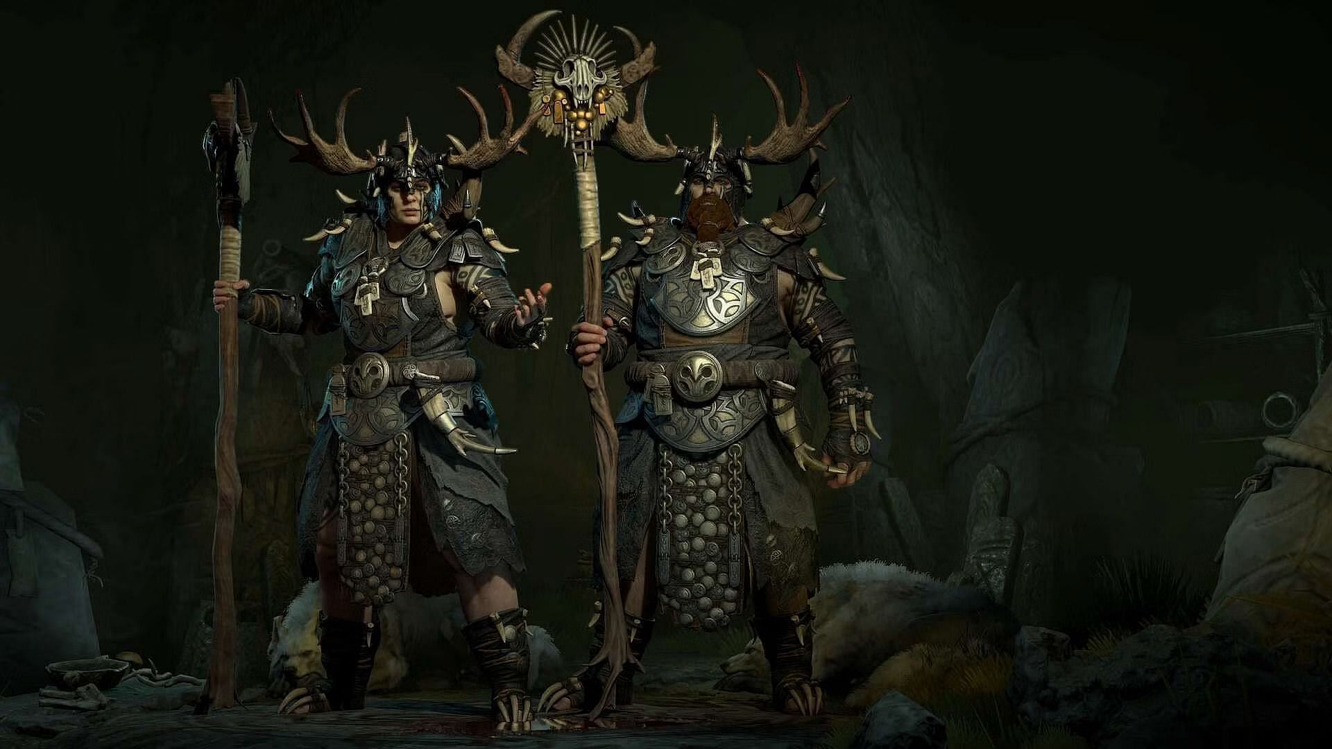 Two Druid characters in Diablo 4.