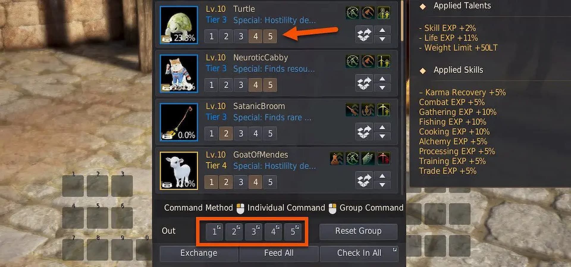 You will need to exchange a certain number of low-tier pets to get a high-tier one (Image via Pearl Abyss)