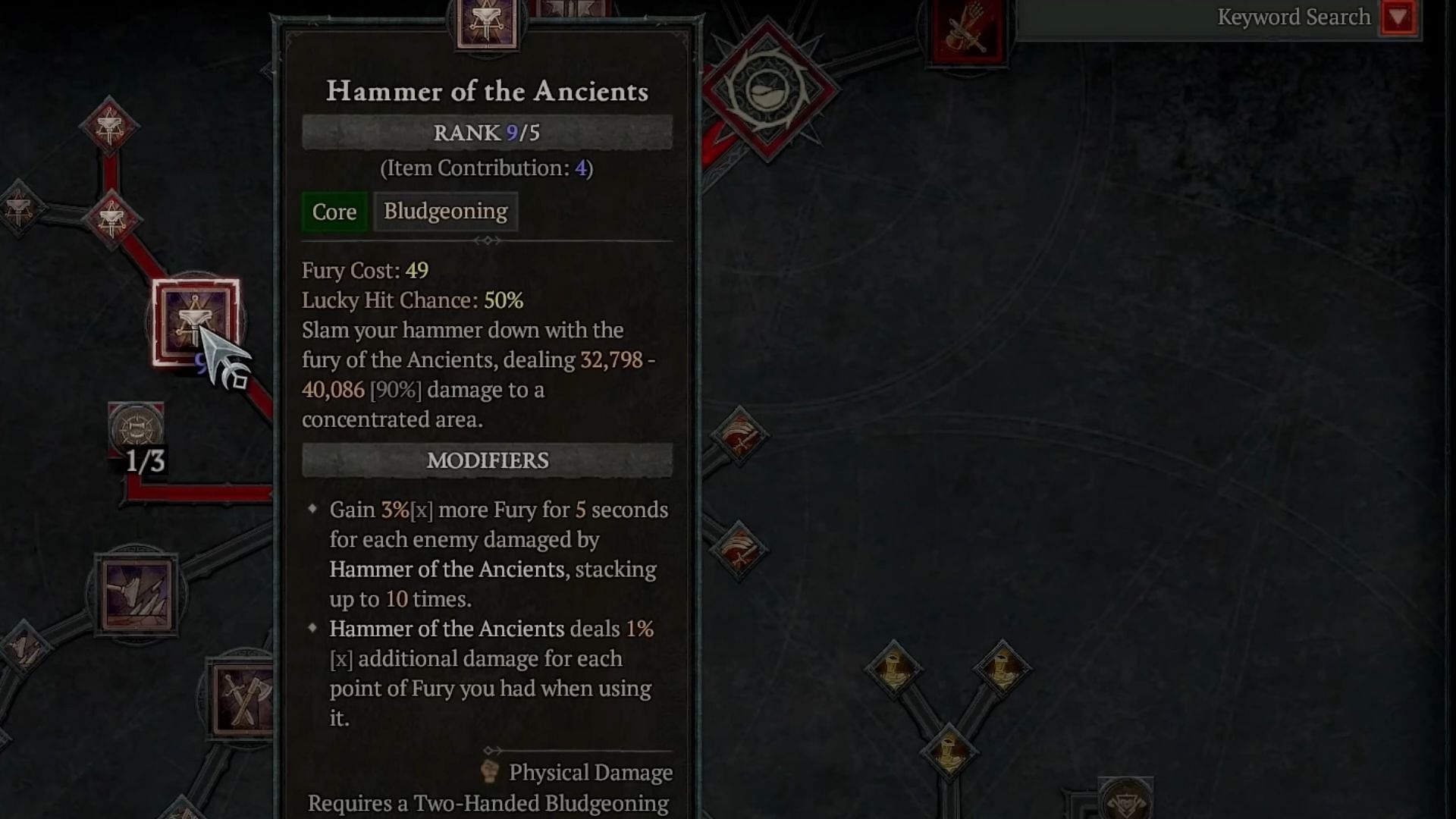 Hammer of the Ancients skill is the foundation of this build (Image via Diablo 4)