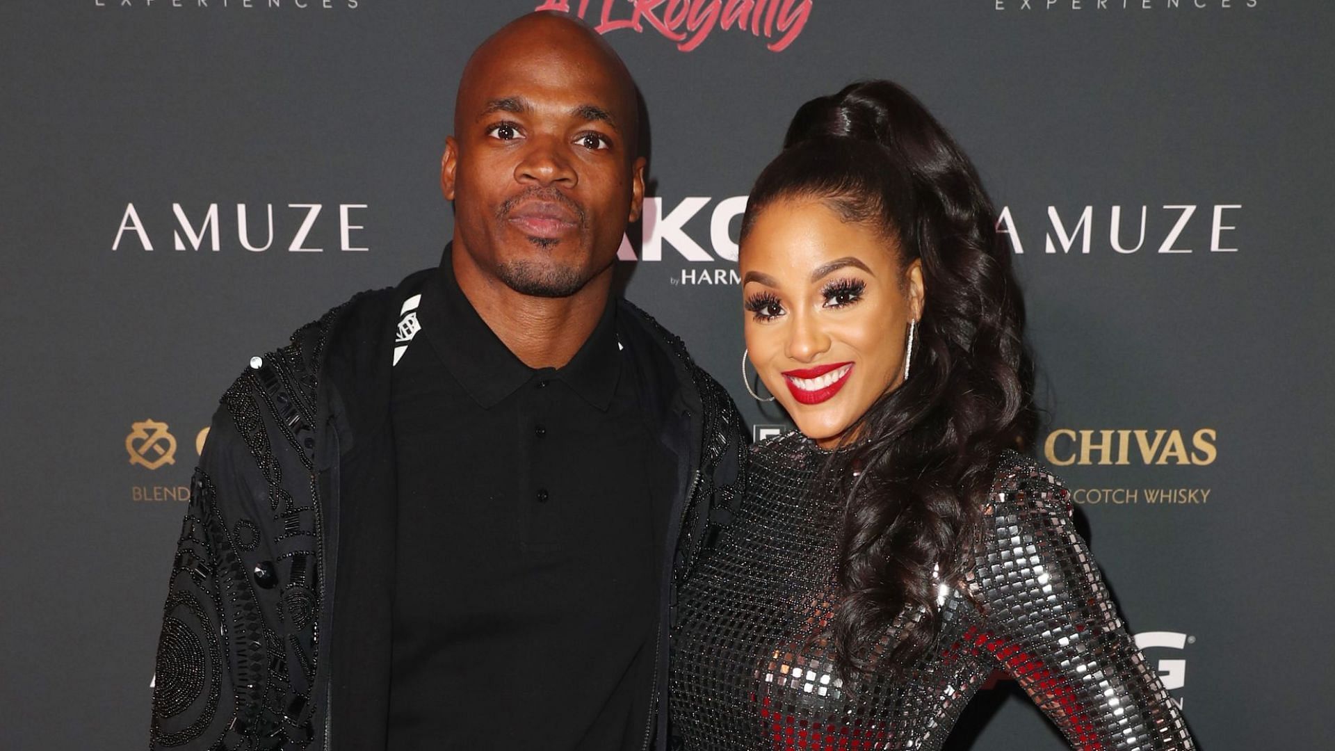 Adrian Peterson and Ashley Brown Peterson attend The Maxim Big Game Experience at The Fairmont on February 02, 2019 in Atlanta, Georgia. (Image credit: Joe Scarnici/Getty Images for Maxim)