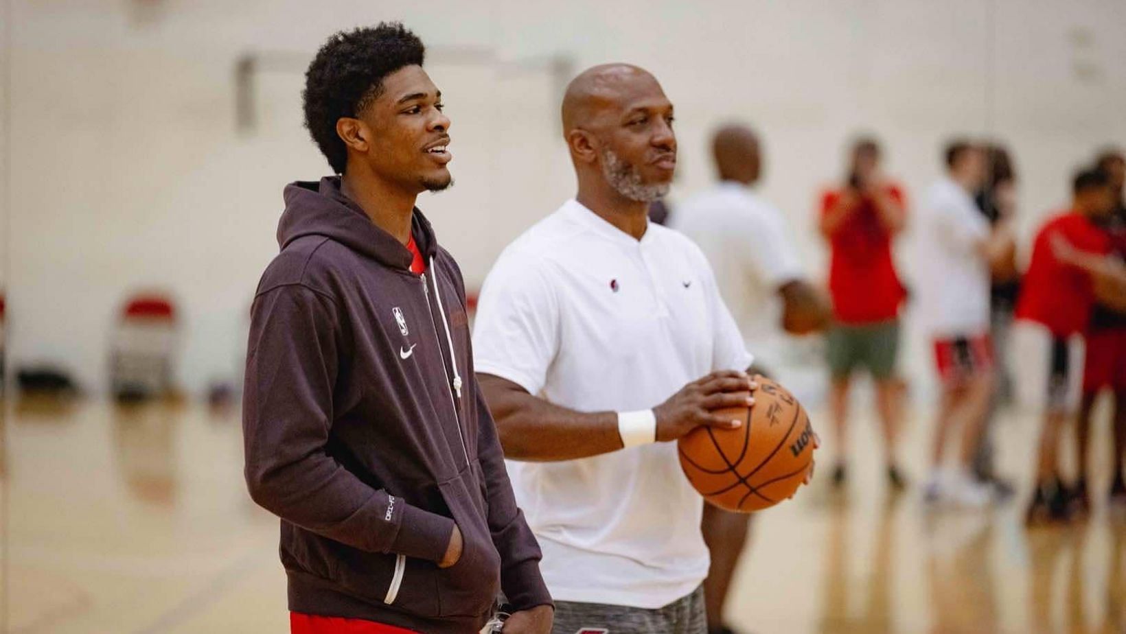 Portland Trail Blazers coach Chauncey Billups [R] has been impressed with rookie Scoot Henderson