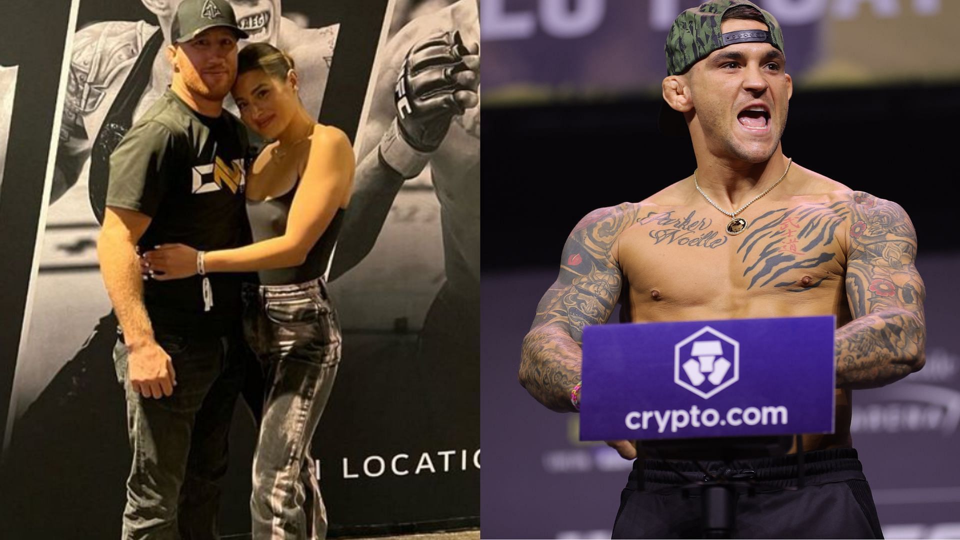 Justin Gaethje &amp; Sophia Romano (left), Dustin Poirier (right) [Image courtesy of @justin_gaethje on Instagram]