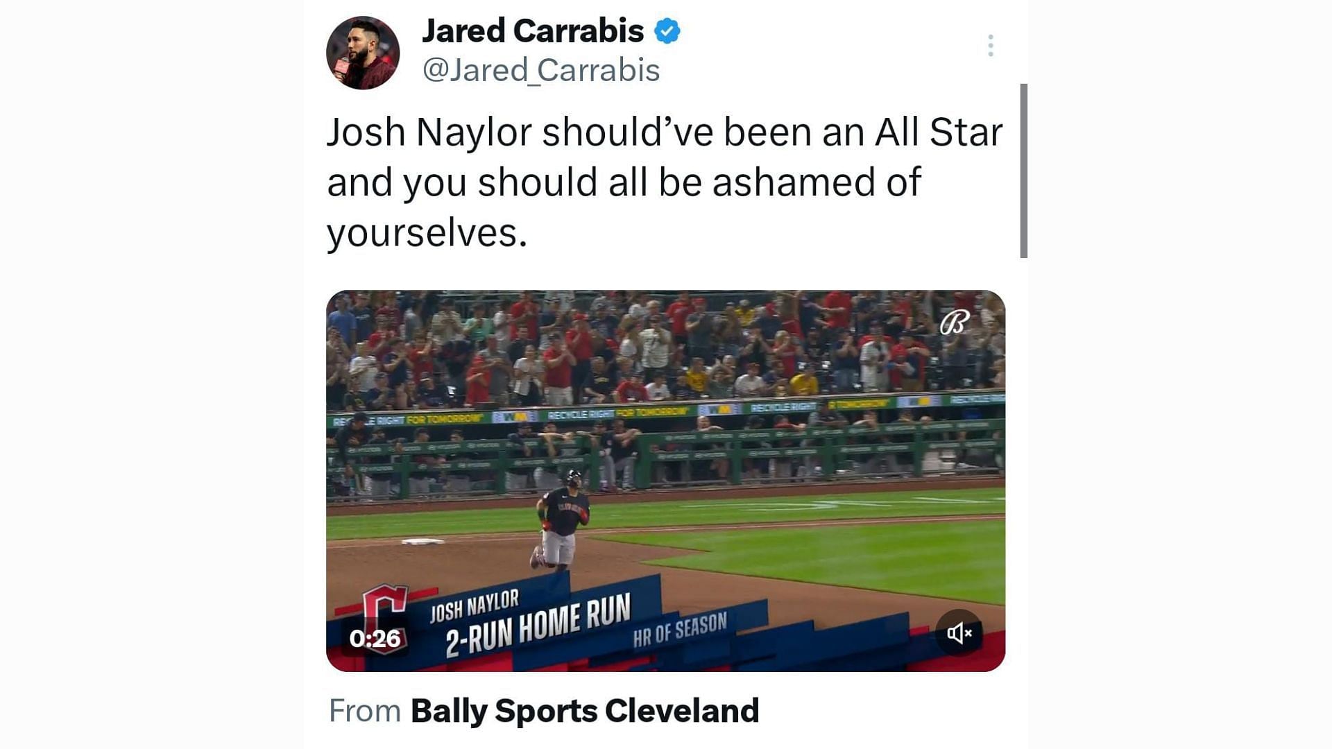MLB analyst calls out fans after Josh Naylor's dazzling