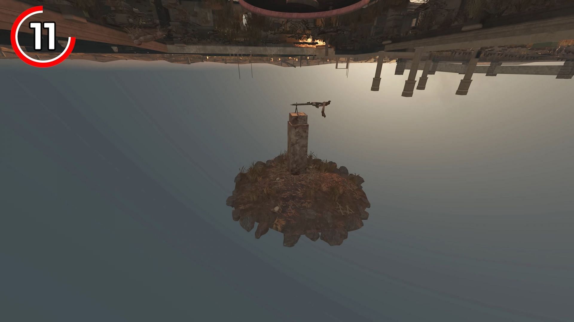 Mounted turret underneath the map (Image via MrDalekJD/YouTube)