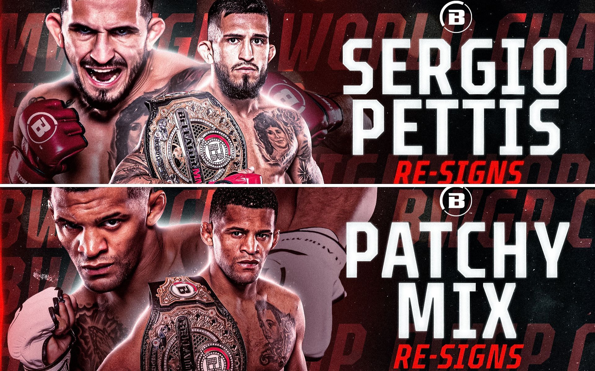 Sergio Pettis [Top], and Patchy Mix [Bottom] [Photo credit: @BellatorMMA - Twitter]