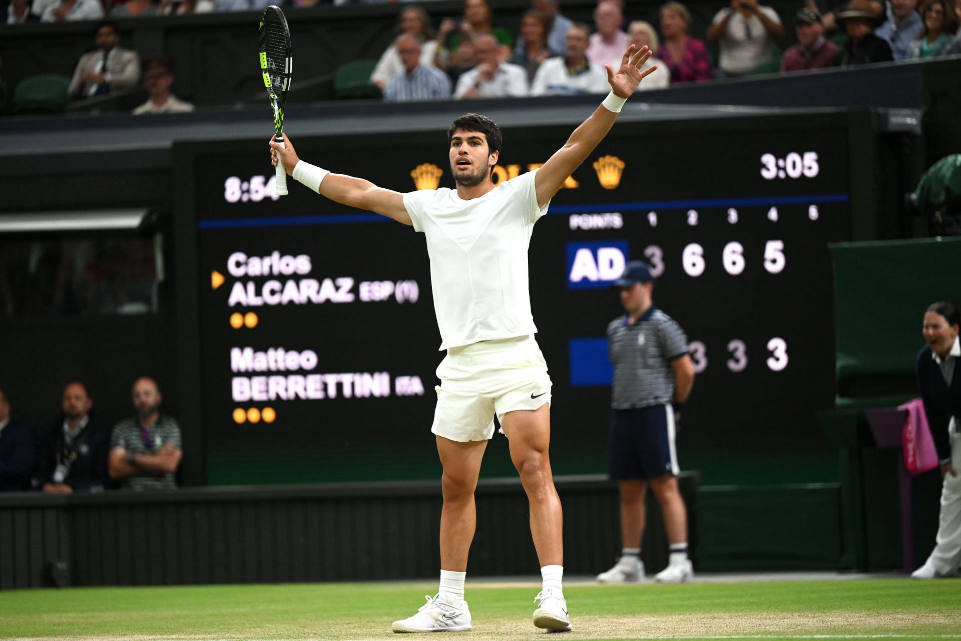 Carlos Alcaraz after beating Matteo Berrettini at the 2023 Wimbledon Championships