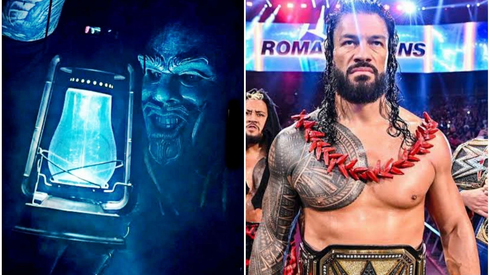 Bray Wyatt (left); Roman Reigns (right)