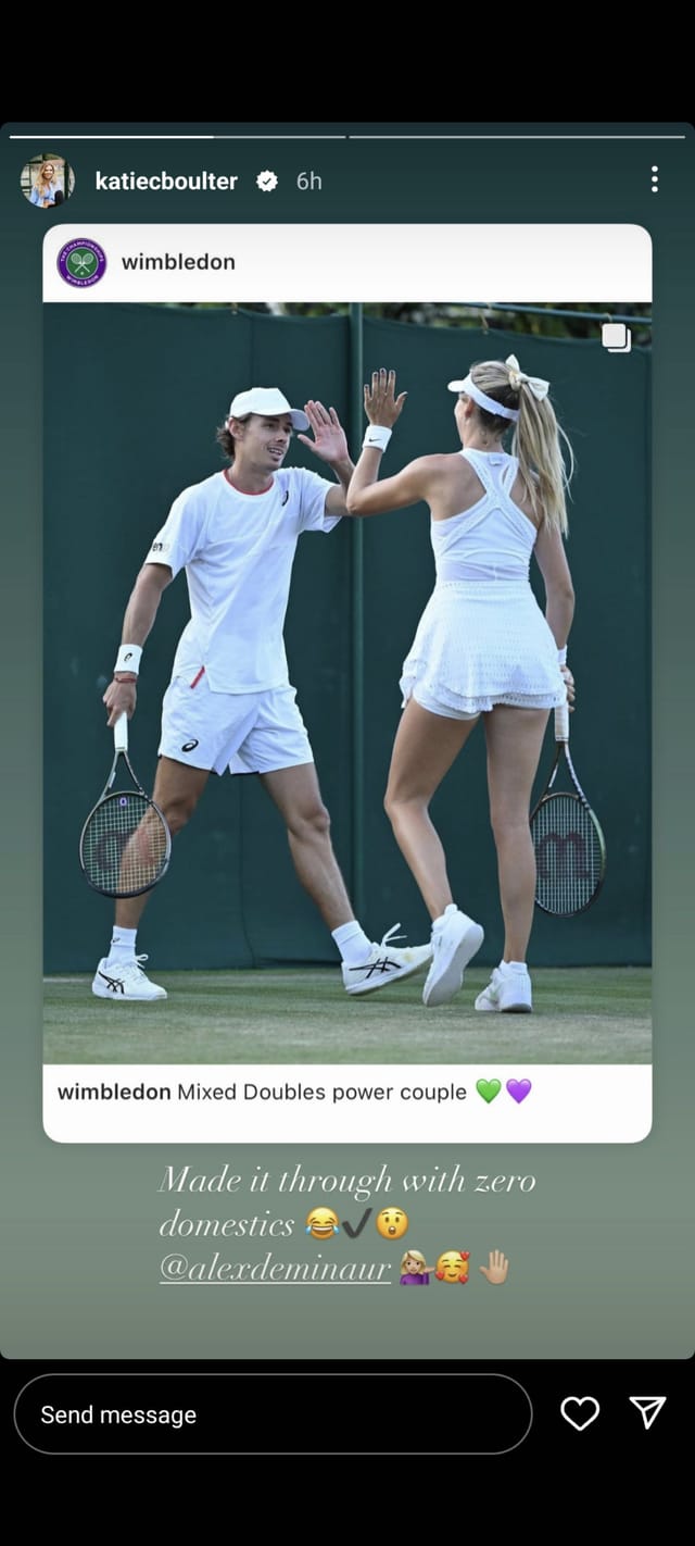 "Made it through with zero domestics" - Katie Boulter jokes after